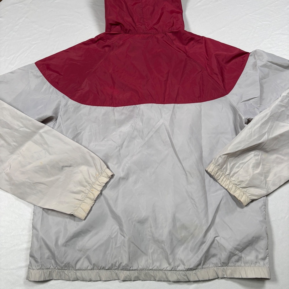 90's Nike Windbreaker Mens Medium Red Grey Vintage Colorblock Hooded Jacket - Picture 11 of 12